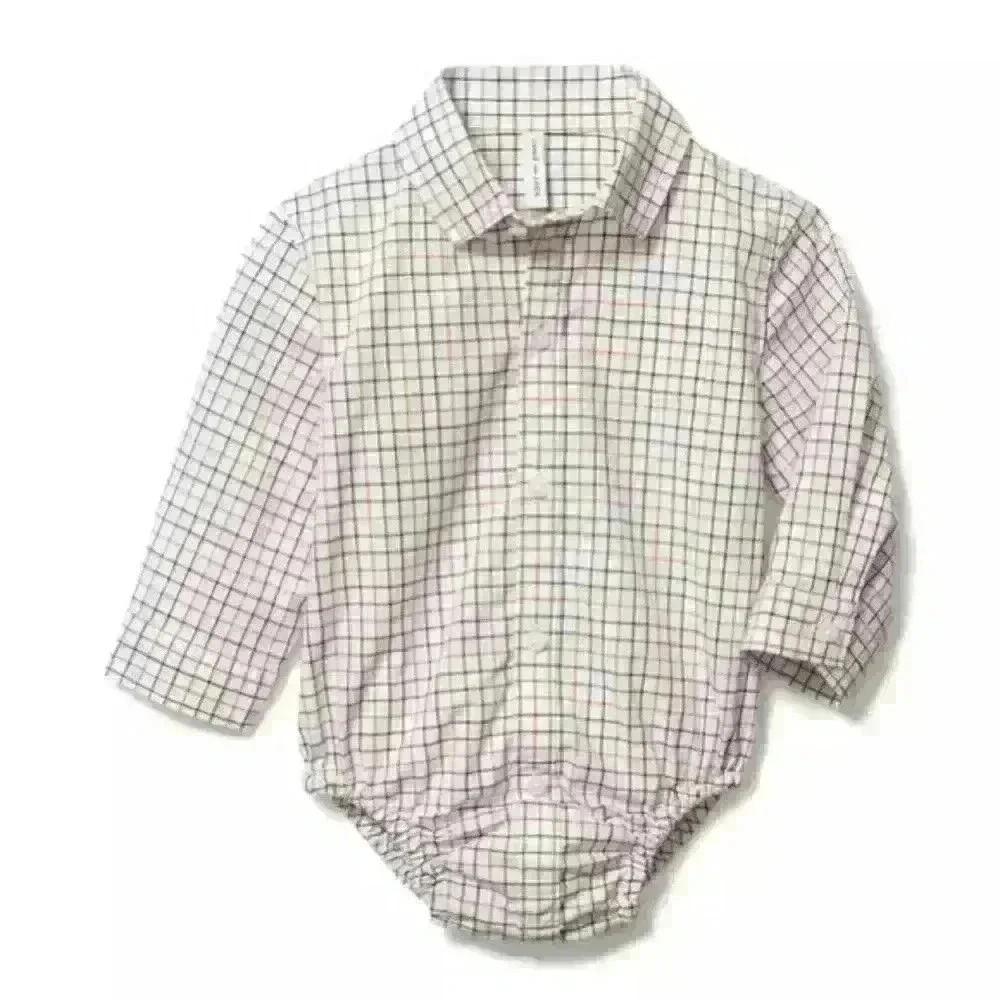 Janie and Jack White and Black Grid Collared Bodysuit